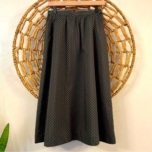 VTG Hunter Green Paisley Midi Skirt 80’s vintage with Pockets